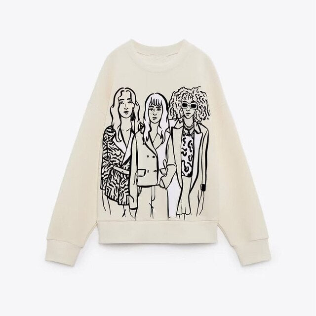 Women Fashion Printing Basic Sweatshirts - fydaskepas