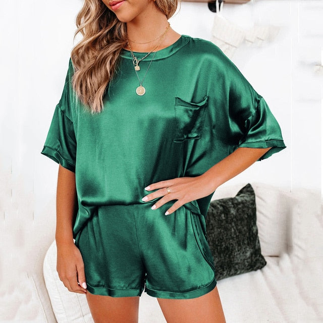 Summer Satin Pajamas Set Women - fydaskepas