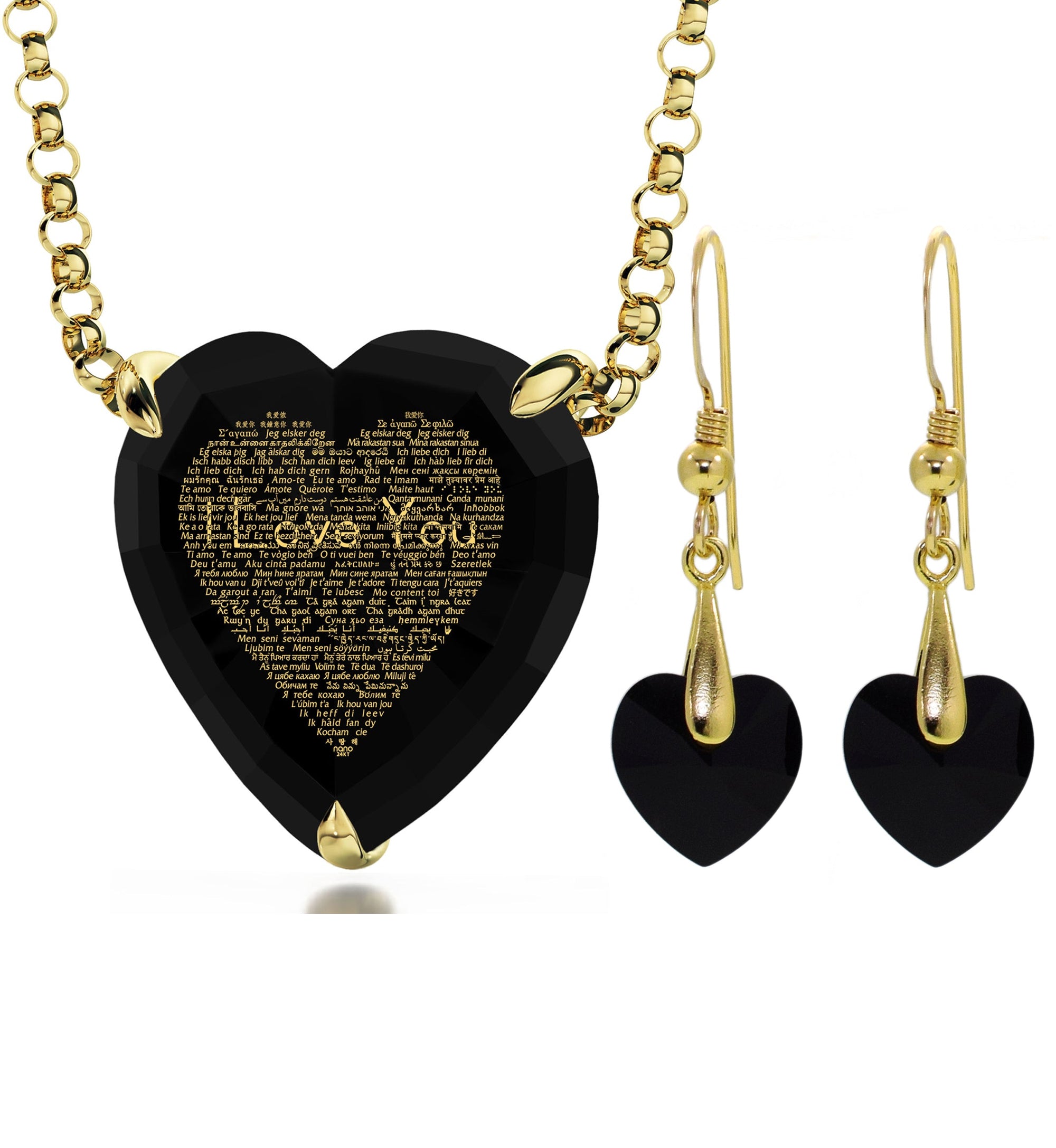 Gold Plated Silver Heart Jewelry Set - fydaskepas