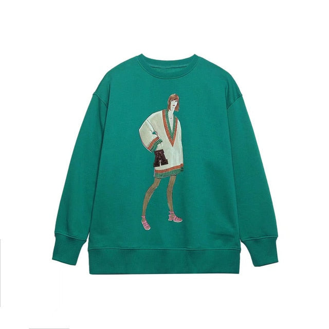 Women Fashion Printing Basic Sweatshirts - fydaskepas