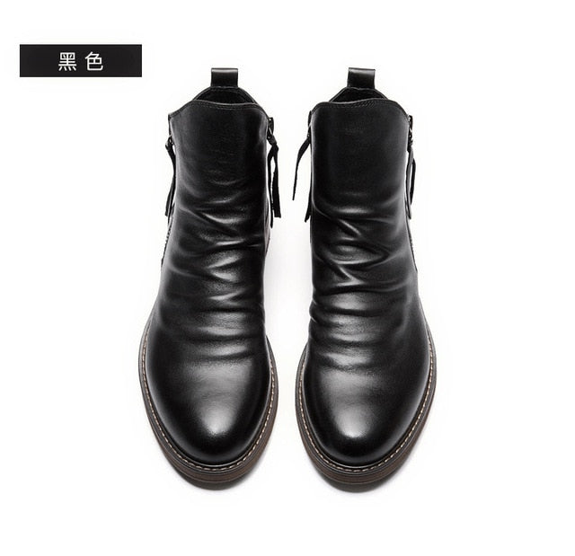 Retro Ankle Non-Slip Leather Boots Men - fydaskepas
