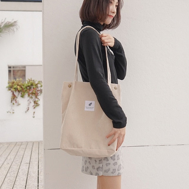 Women Corduroy Canvas Shoulder Bags - fydaskepas