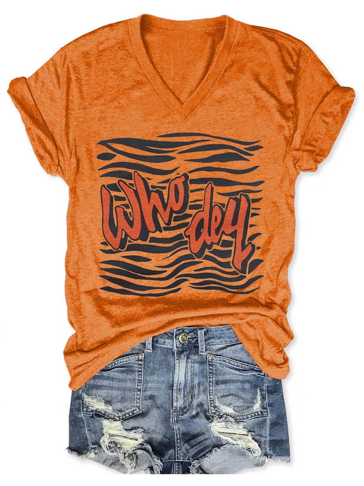 Women Who Dey Tiger V-Neck Shirt - fydaskepas