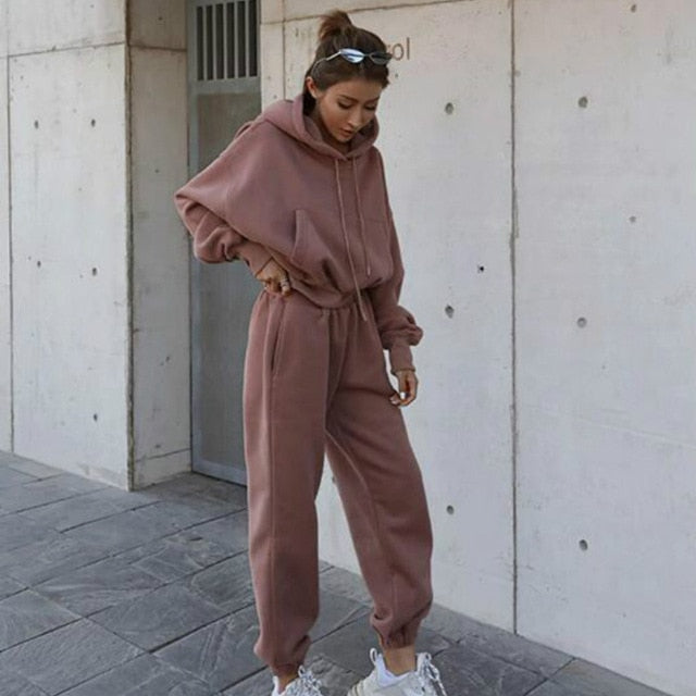 Women Warm Hoodie and Pants Set - fydaskepas