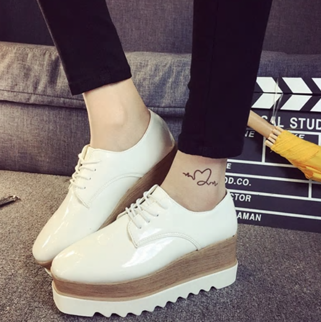 Women Lace-Up Loafers Platforms British Style - fydaskepas