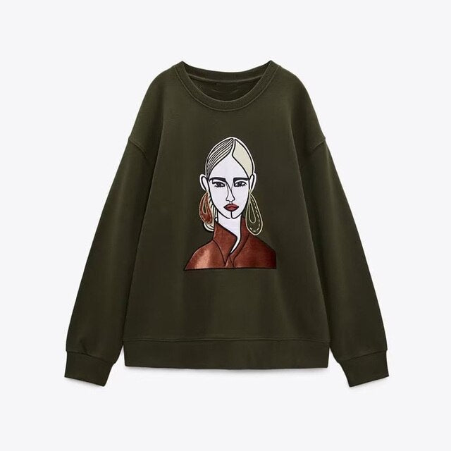 Women Fashion Printing Basic Sweatshirts - fydaskepas