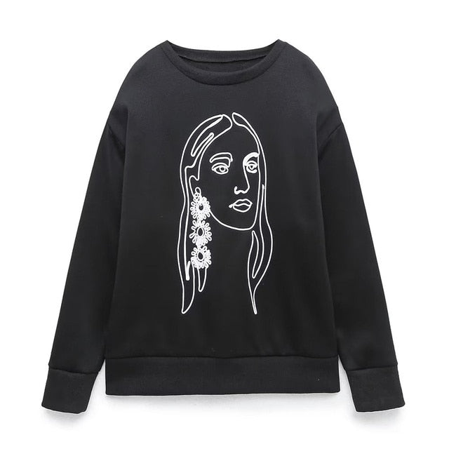 Women Fashion Printing Basic Sweatshirts - fydaskepas