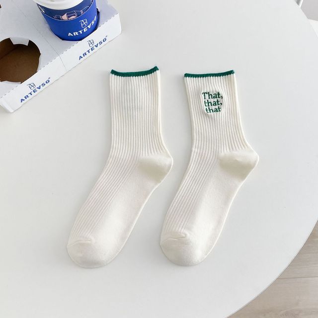 White Embroidered Socks for Women - fydaskepas