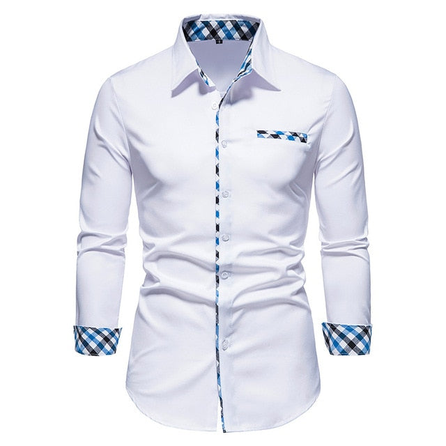 Plaid Patchwork Formal Shirts for Men - fydaskepas