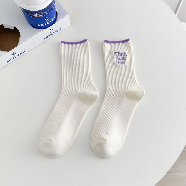 White Embroidered Socks for Women - fydaskepas