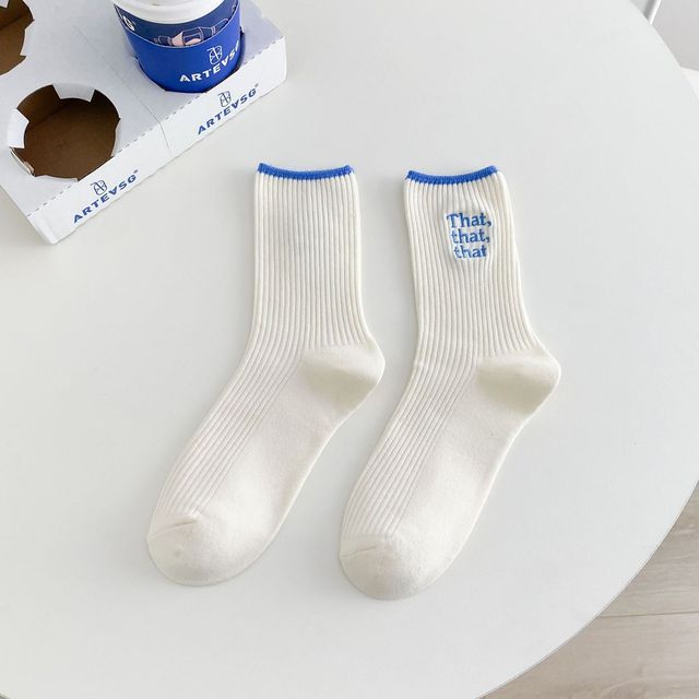 White Embroidered Socks for Women - fydaskepas