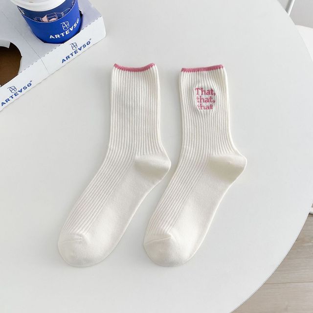 White Embroidered Socks for Women - fydaskepas