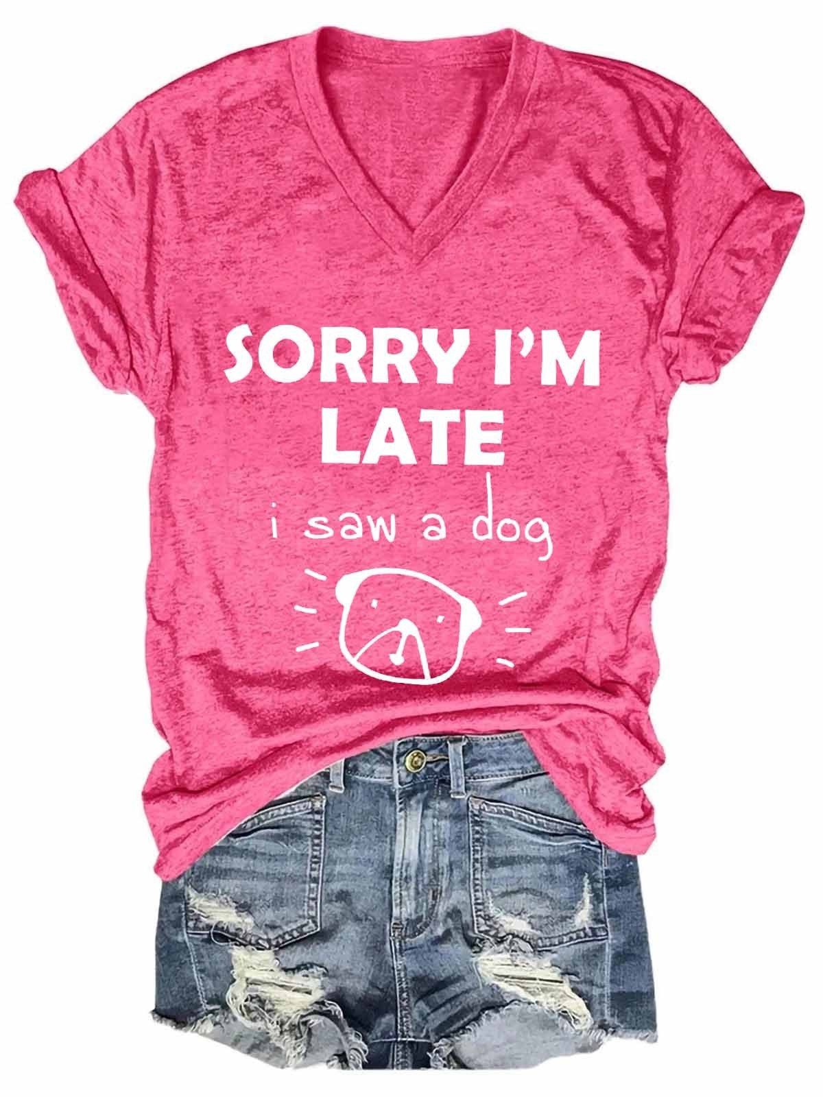 Women's Dog V-Neck Tee - fydaskepas