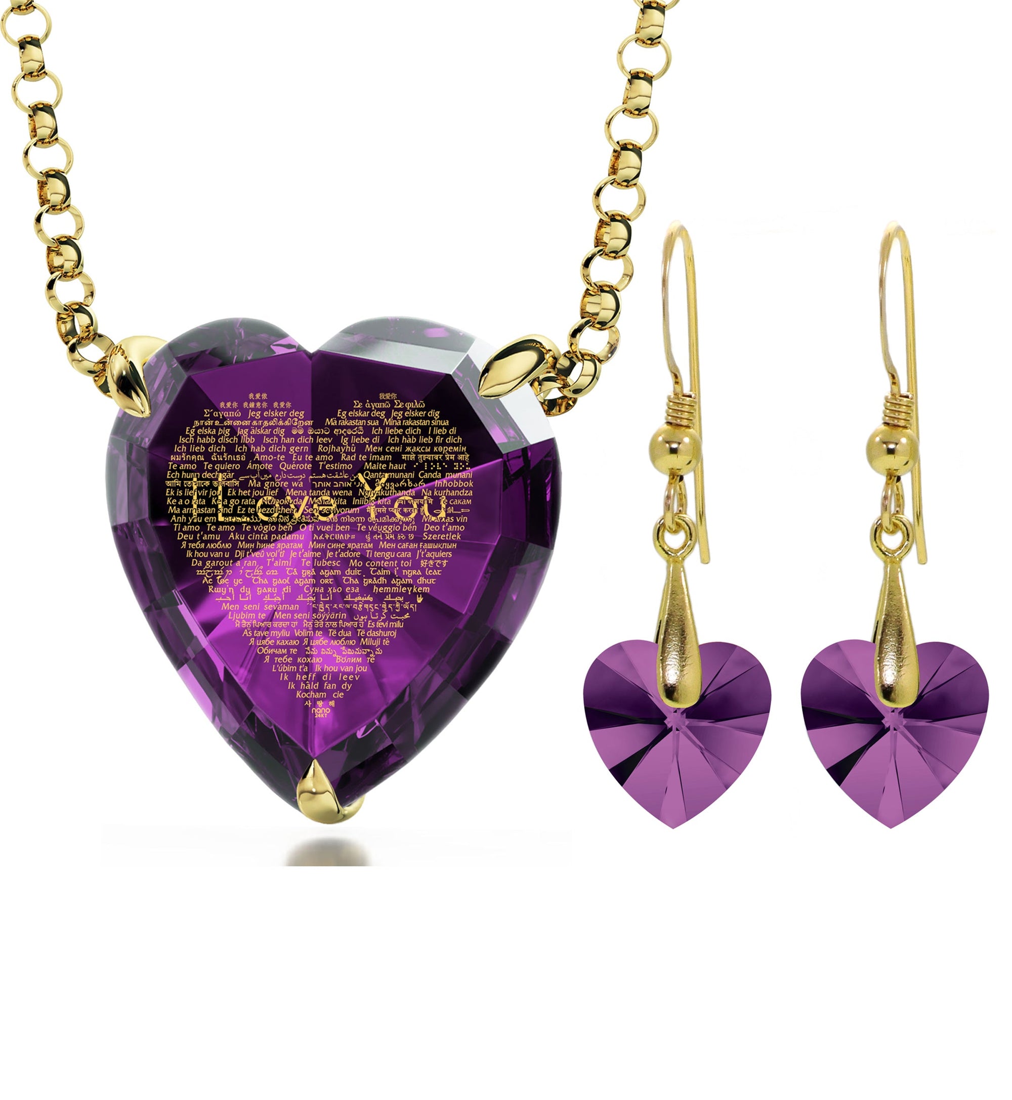 Gold Plated Silver Heart Jewelry Set - fydaskepas