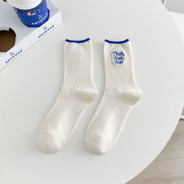 White Embroidered Socks for Women - fydaskepas