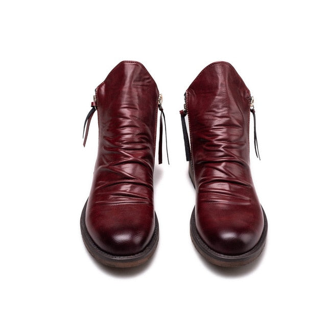 Retro Ankle Non-Slip Leather Boots Men - fydaskepas