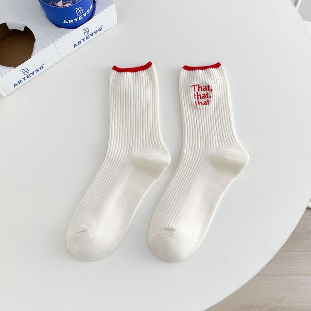 White Embroidered Socks for Women - fydaskepas