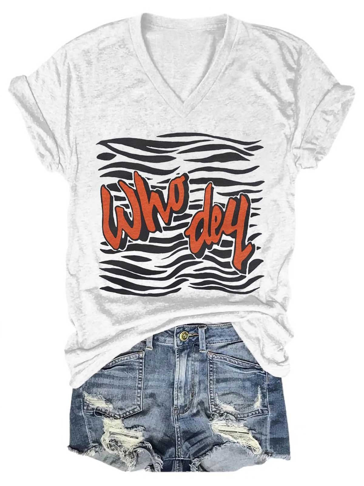 Women Who Dey Tiger V-Neck Shirt - fydaskepas