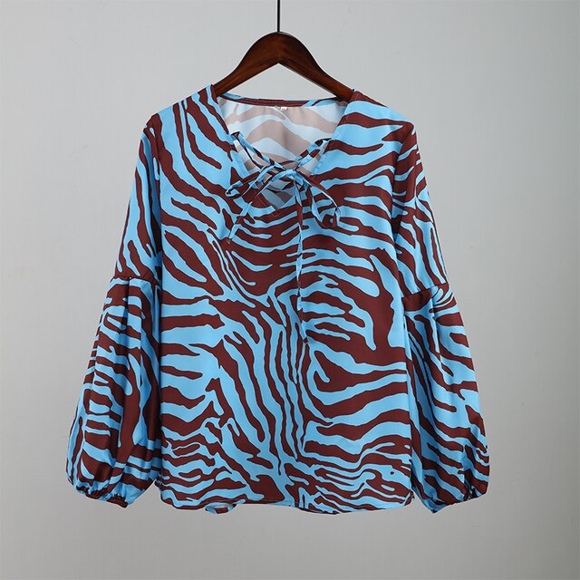 Zebra V-neck Women Blouse - fydaskepas