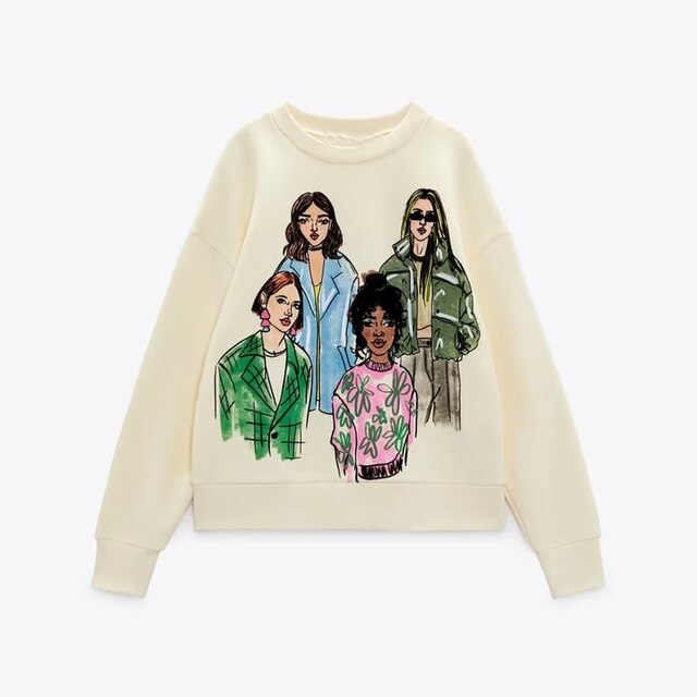 Women Fashion Printing Basic Sweatshirts - fydaskepas