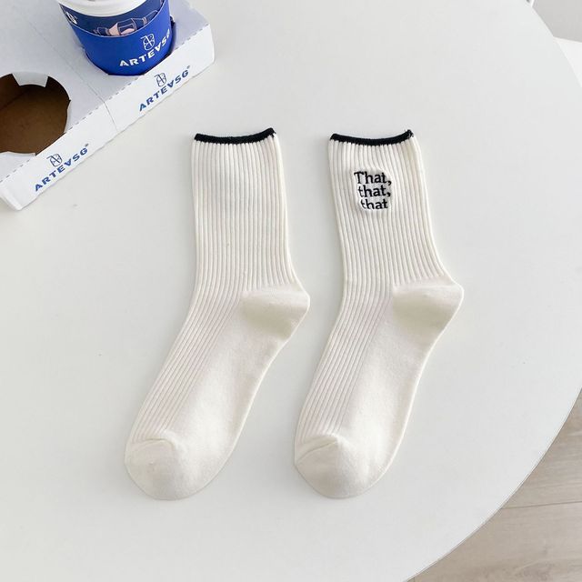 White Embroidered Socks for Women - fydaskepas