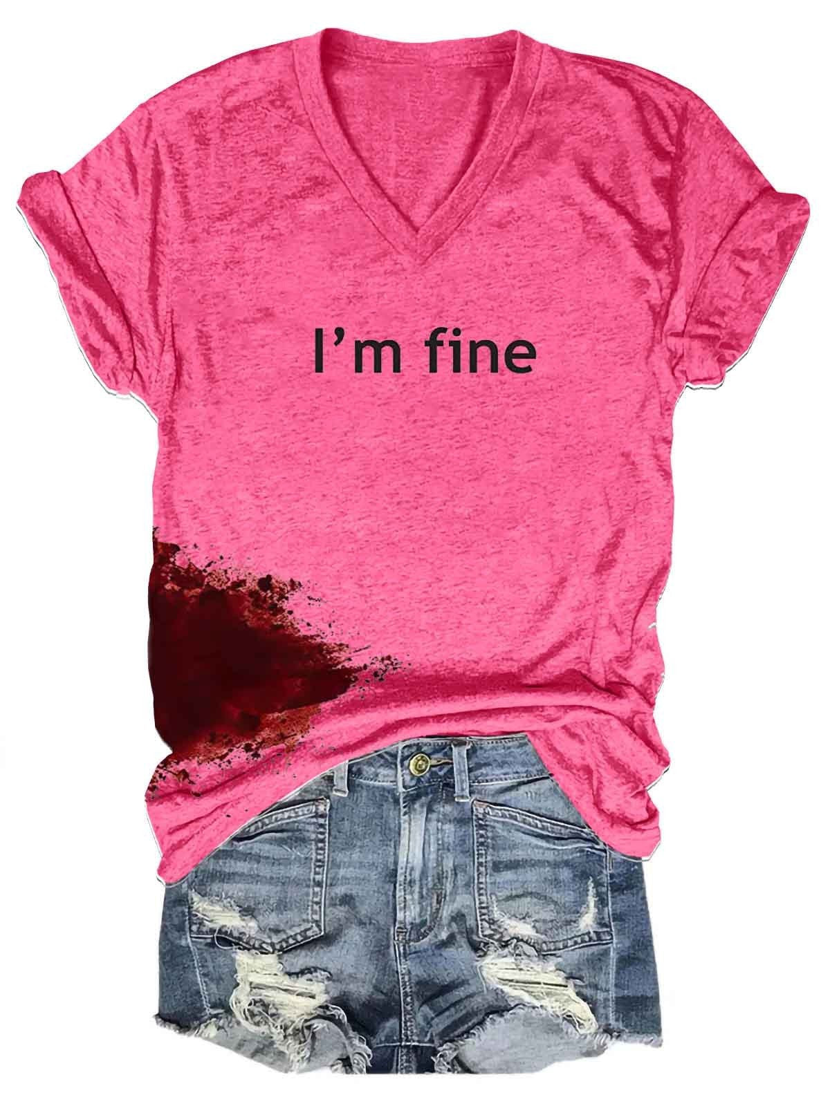 Women Halloween Bloodstained I'm Fine Shirt - fydaskepas