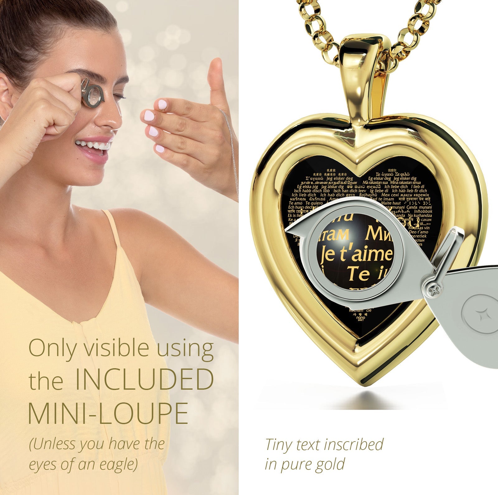 Gold Plated Silver Heart Jewelry Set I Love You Necklace - fydaskepas