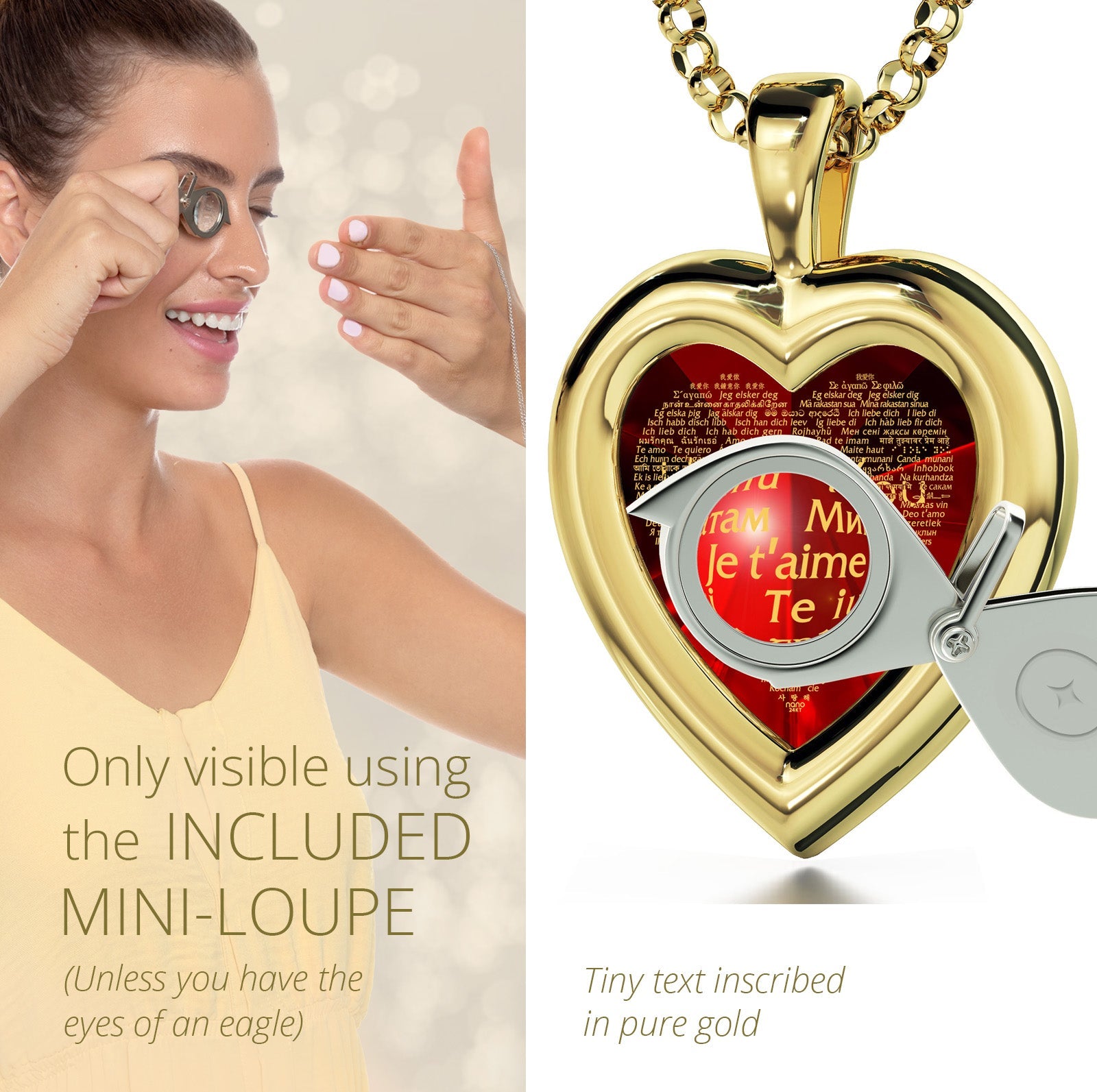 Gold Plated Silver Heart Jewelry Set I Love You Necklace - fydaskepas