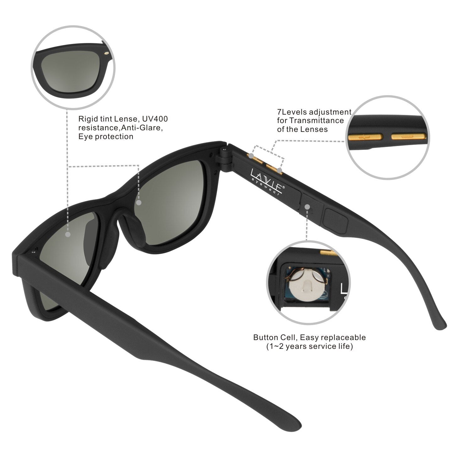 Sunglasses with Variable Electronic Tint Control - fydaskepas