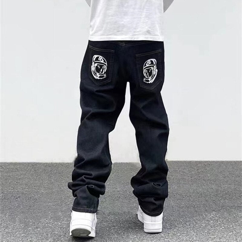 Dog Print Black Streetwear Jeans - fydaskepas