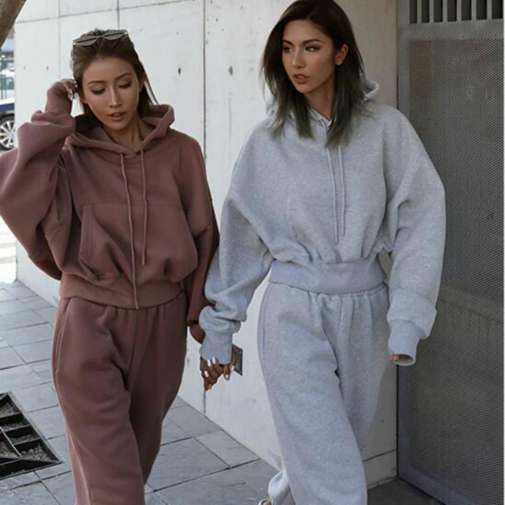 Women Warm Hoodie and Pants Set - fydaskepas