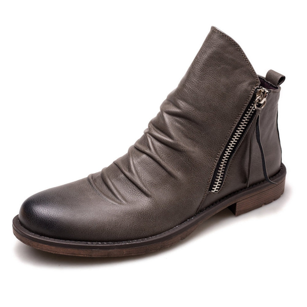 Retro Ankle Non-Slip Leather Boots Men - fydaskepas