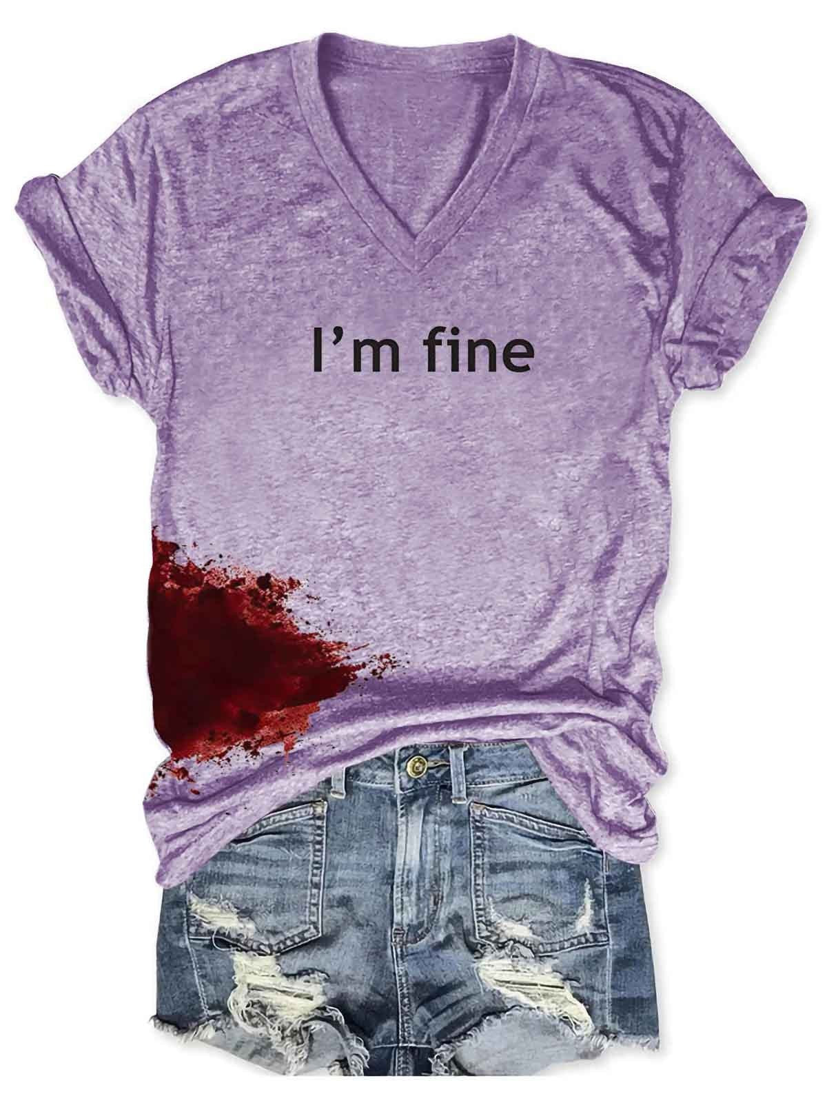 Women Halloween Bloodstained I'm Fine Shirt - fydaskepas