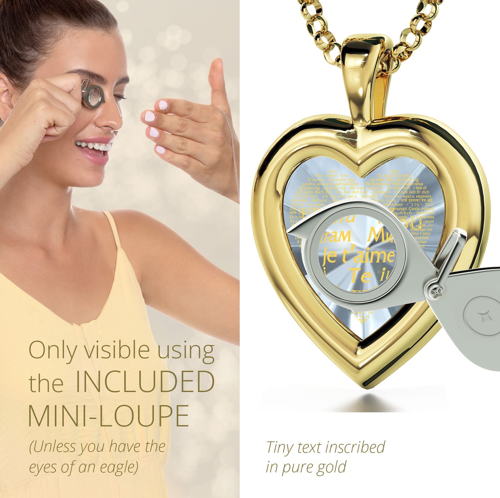 Gold Plated Silver Heart Jewelry Set I Love You Necklace - fydaskepas