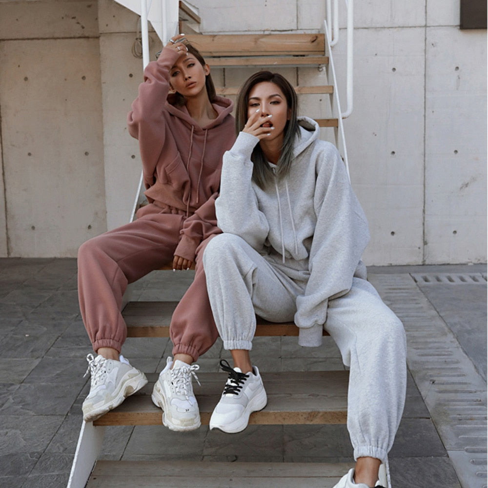 Women Warm Hoodie and Pants Set - fydaskepas