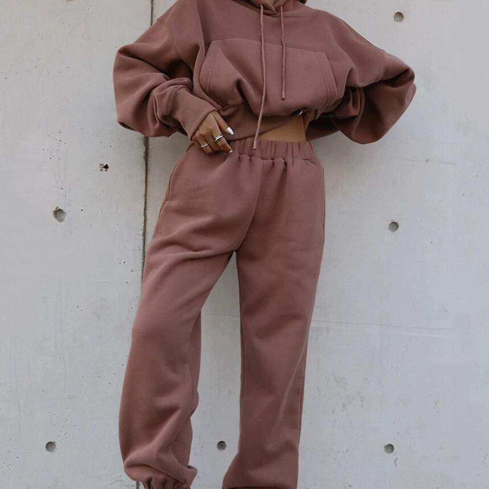 Women Warm Hoodie and Pants Set - fydaskepas