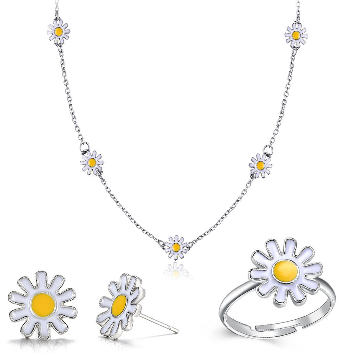 3 Piece Daisy Flower Jewelry Set 18K - fydaskepas