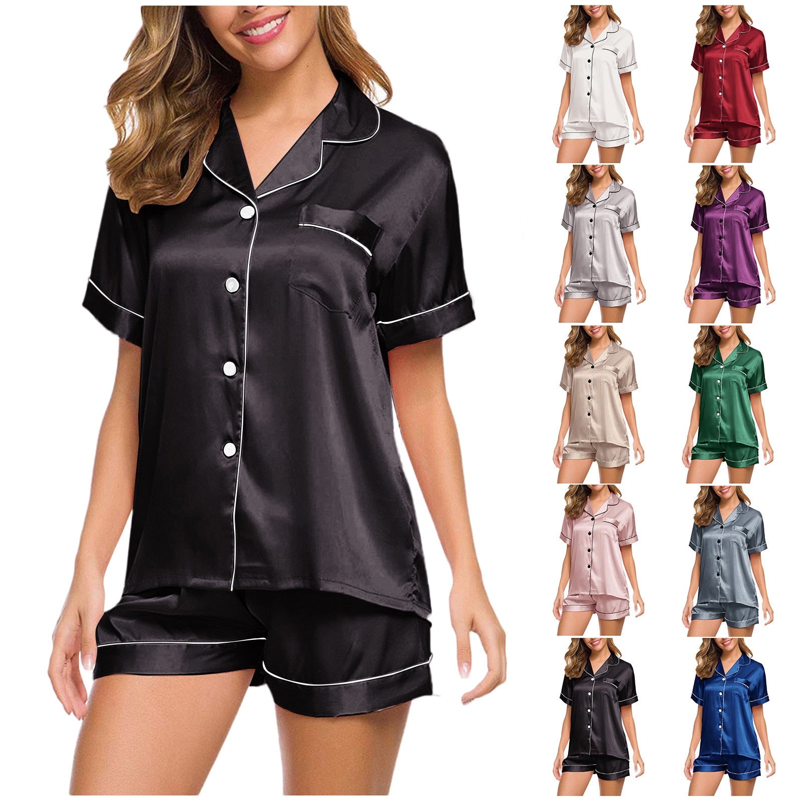 Silk Short Sleeve and Pajamas for Women - fydaskepas