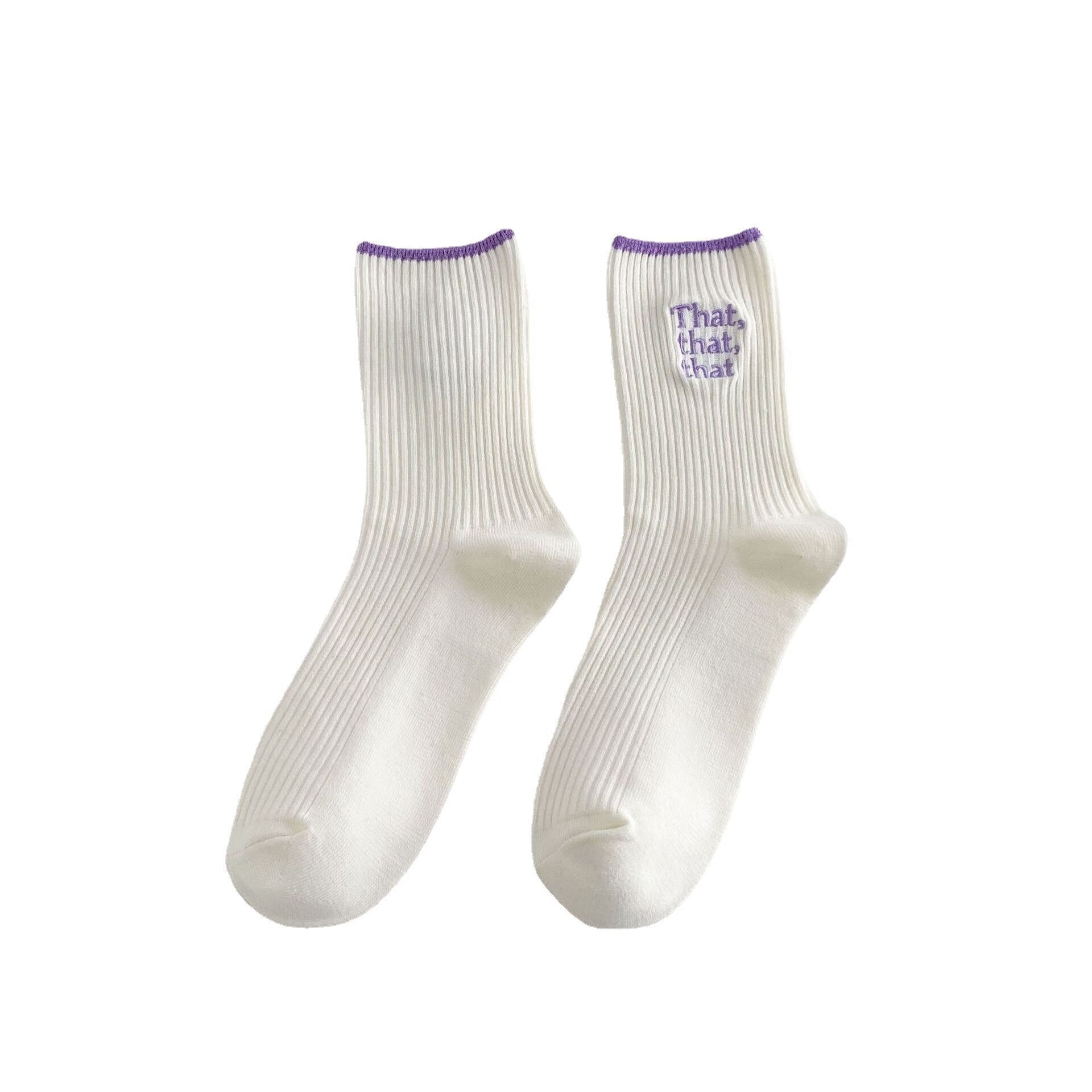 White Embroidered Socks for Women - fydaskepas