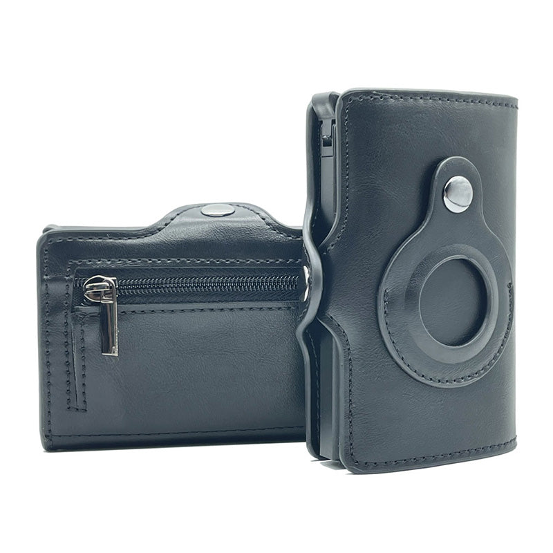 Slim Thin Trifold Men Leather Wallet For Apple AirTags - fydaskepas