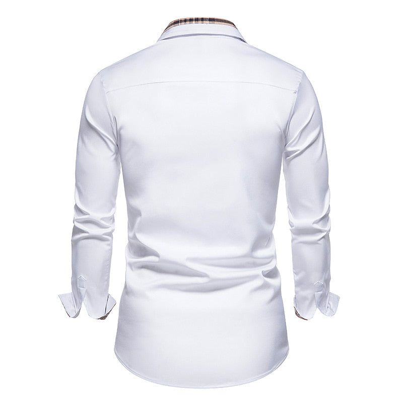 Plaid Patchwork Formal Shirts for Men - fydaskepas
