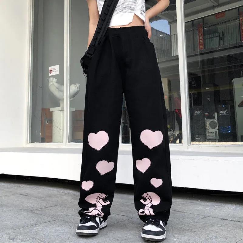 Love Skull Bone Print Wide Leg Pants - fydaskepas