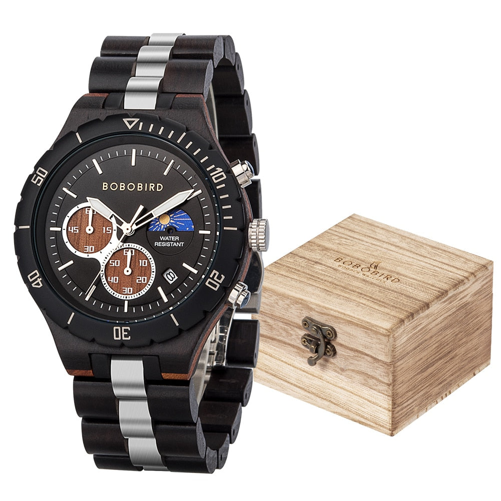 Luxury Wooden Chronograph Watch for Men - fydaskepas