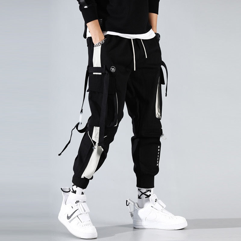 Joggers Men Ribbons Cargo Pants - fydaskepas