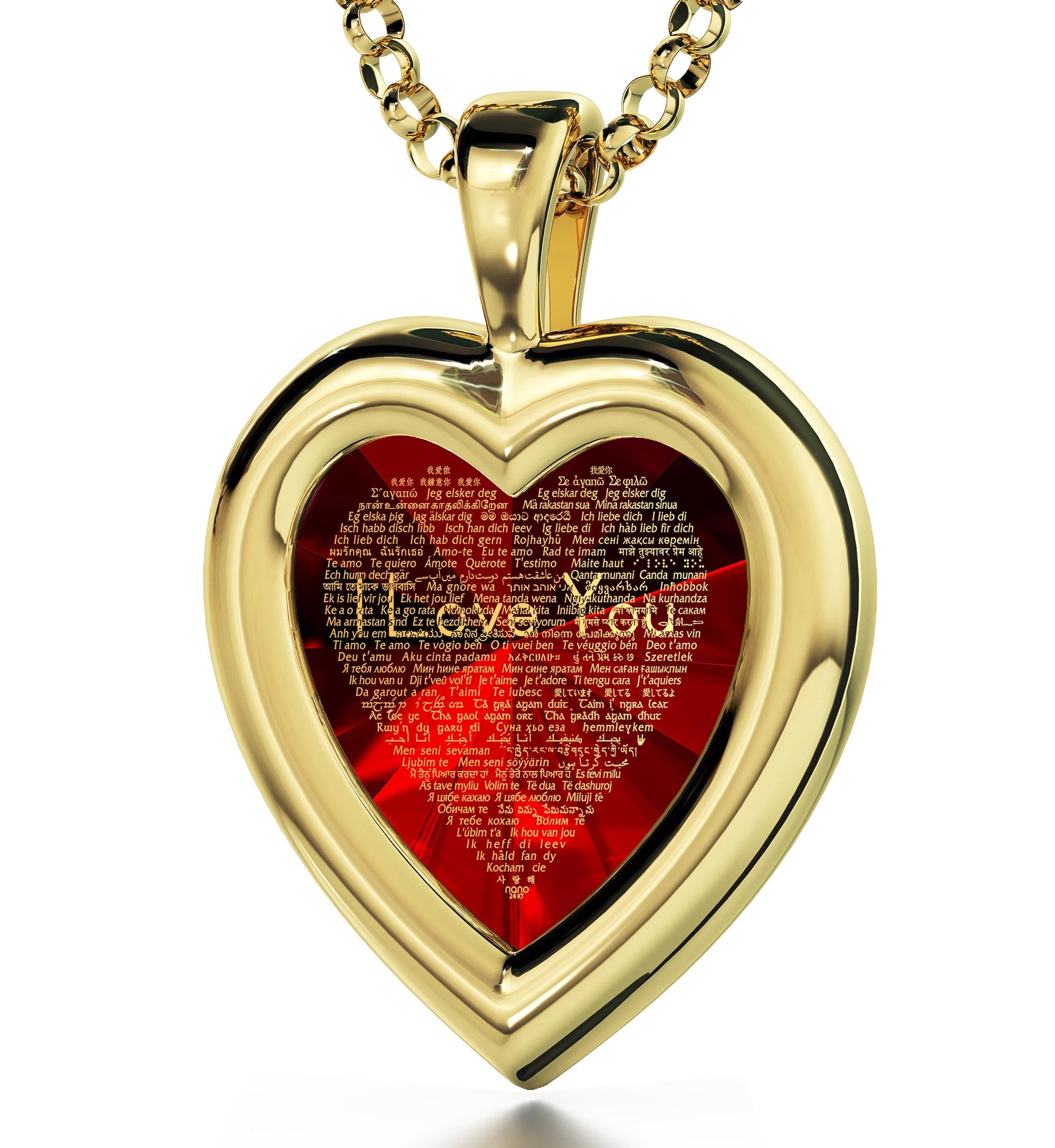 Gold Plated Silver Heart Jewelry Set I Love You Necklace - fydaskepas