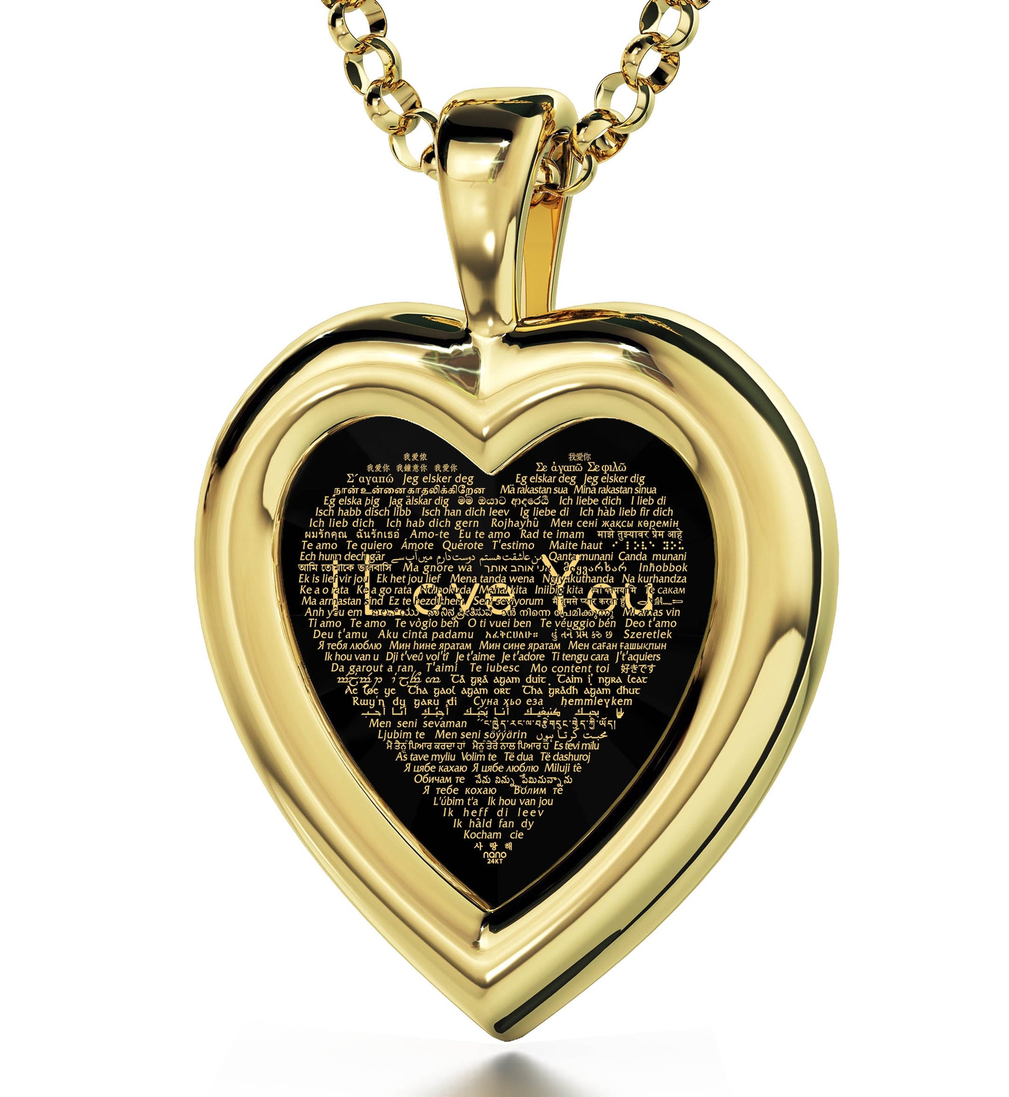 Gold Plated Silver Heart Jewelry Set I Love You Necklace - fydaskepas