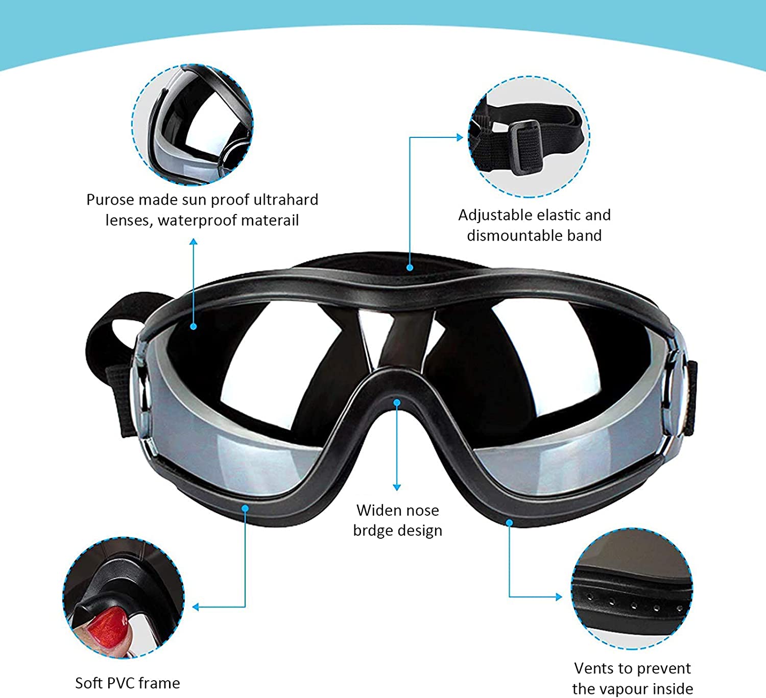 Adjustable Strap Dog Eye Protection Goggles - fydaskepas