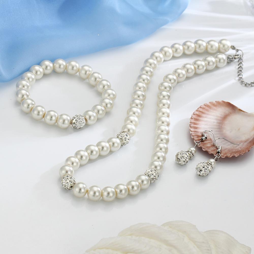 3 Piece Pearl and Shamballa Jewelry Set - fydaskepas