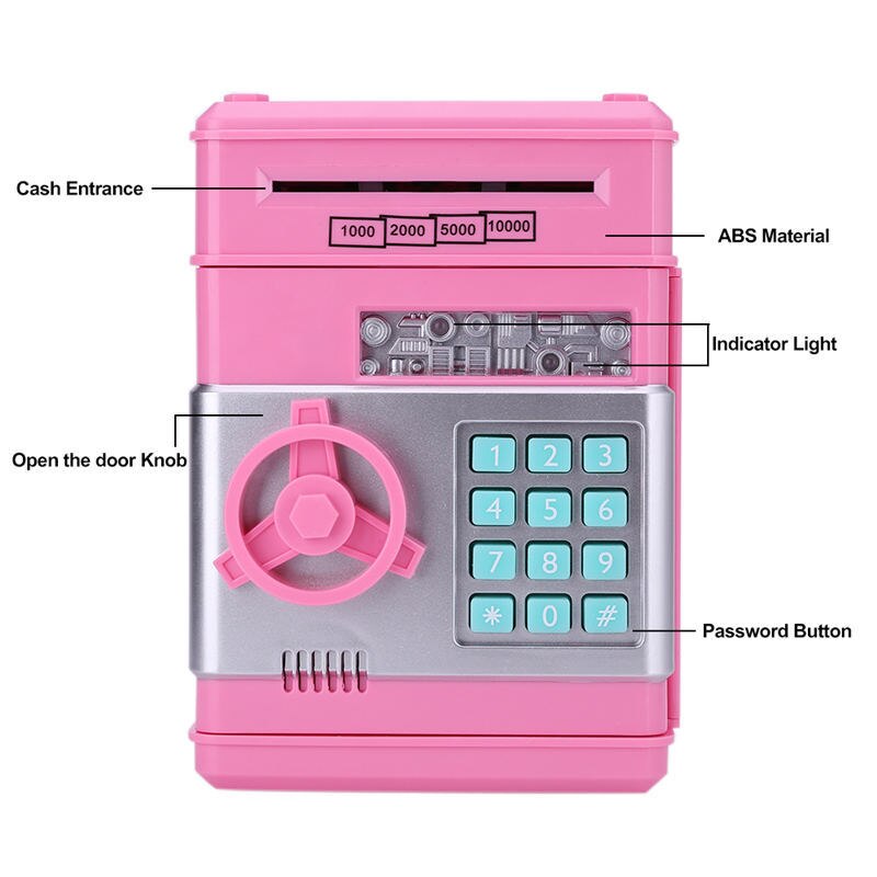 Electronic Piggy Bank ATM Mini Money Box Safety Password Chewing Coin Cash Deposit Machine Christmas Gift for Children Kids - fydaskepas